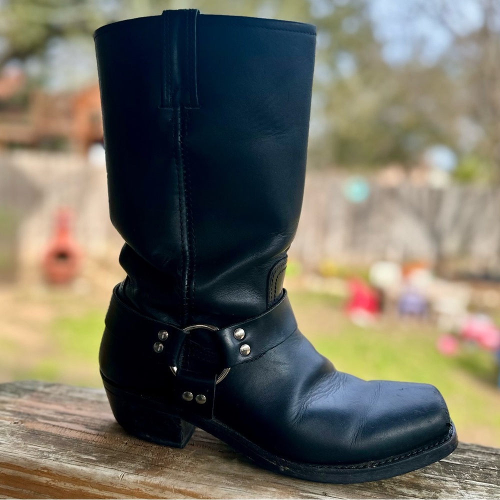 Frye black leather Harness boots 10